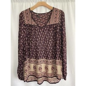 Zara Woman Floral Sheer Long Sleeve Blouse Size XS Bohemian Peasant Top